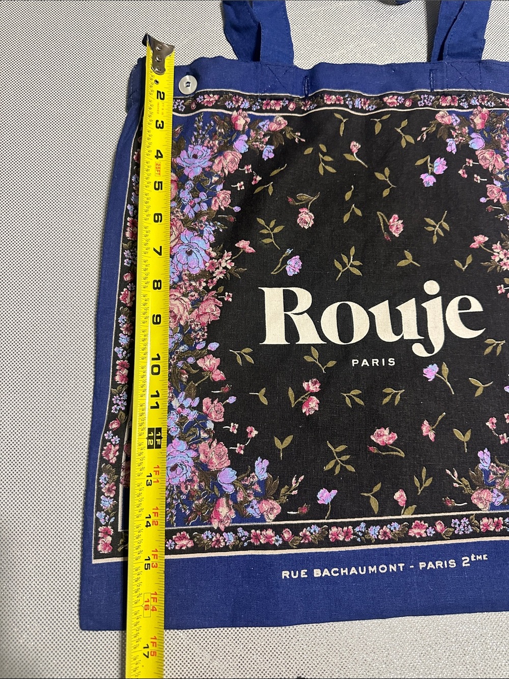 Rouje Paris Blue Floral Canvas Tote Bag - Picture 8 of 8